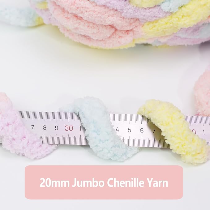 8 Pack Giant Chunky Yarn for Crocheting/Hand Knitting, Blanket Extra Thick Yarn, Super Bulky Large Soft Fluffy Plush Fuzzy Thick Chenille Yarn-1 Pack of 226g/7.97oz-Candy Colors - Image 4