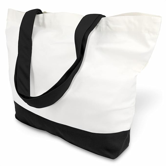 TOPDesign 1 | 3 | 6 | 12 | 24 Pack Super Strong Large 12oz Cotton Canvas Tote Bag, Reusable Grocery Shopping Cloth Bag, Fashionable Two-Tone Tote for Crafts, DIY Your Creative Designs (Pack of 1) by TOPDesign