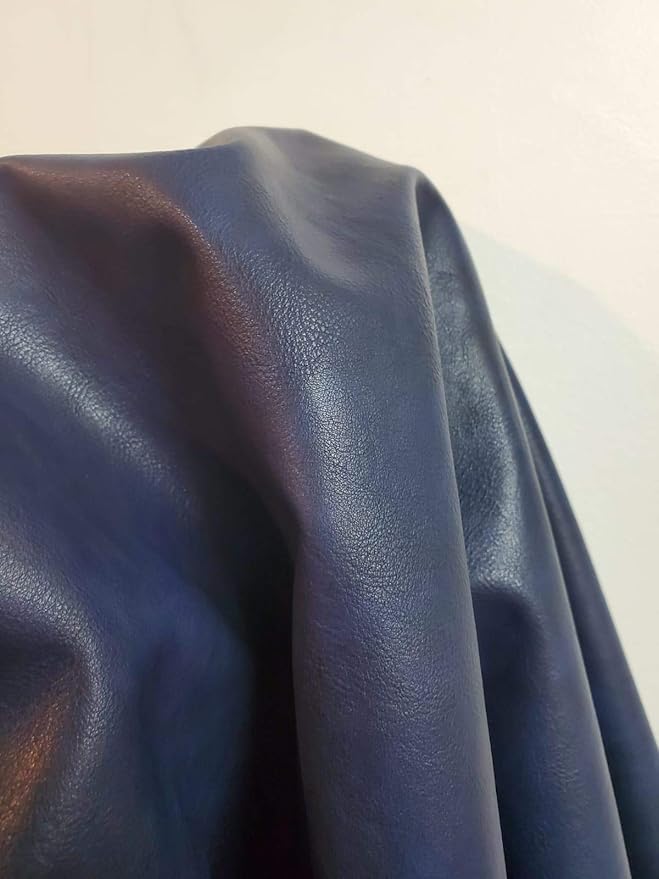 NAT Leathers | Navy Soft Faux Vegan PU (Peta Approved Vegan) Leather by The Yard Synthetic Pleather 0.9 mm Nappa Yards (900 inch Wide x 54 inch) Soft Smooth Upholstery (Navy, 25 Yards (900"x54")) by NATLeathers