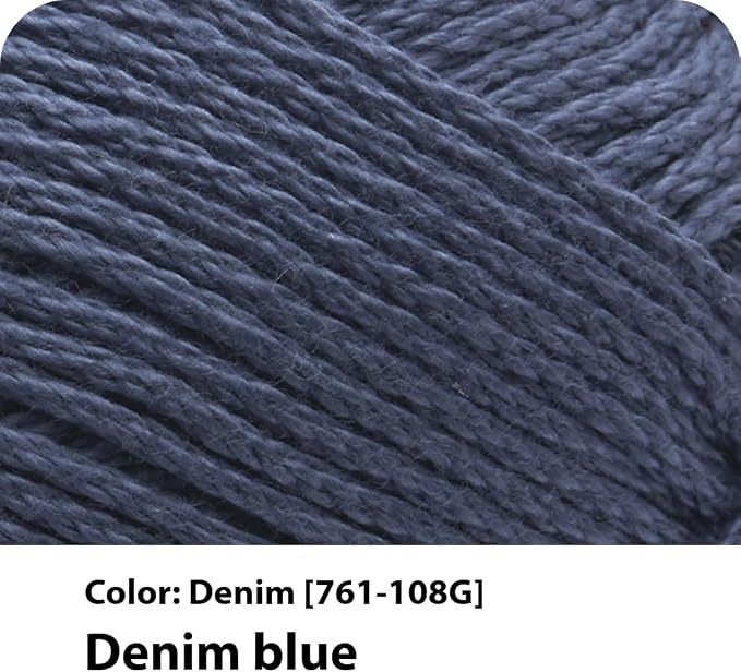 Lion Brand Yarn Lightweight 24/7 Cotton Yarn for Knitting, Crocheting, and Crafts, Denim, 1 Pack | Light Worsted 100% Mercerized Cotton Yarn for Crochet, Knitting, Craft, 185 Yards of Natural Fiber for Tees, Bags, Dishcloths - Image 2