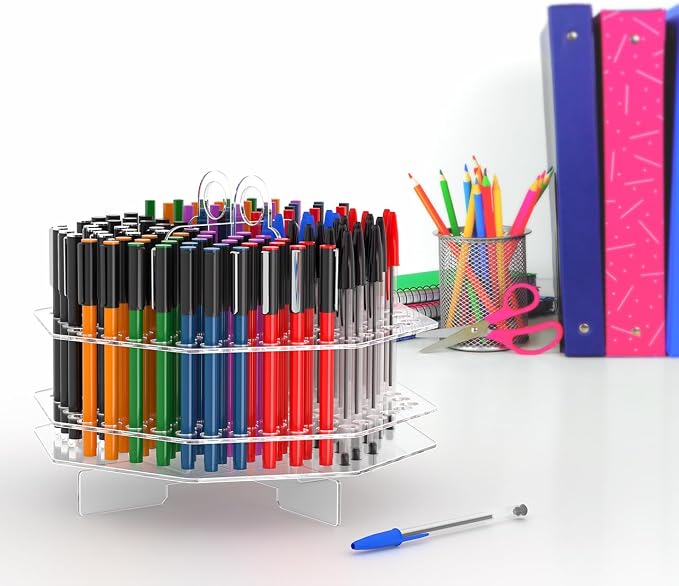 Marketing Holders 2 Pack 120 Slot Pen Holder Clear Acrylic Organizer Tabletop Display Color Pencils Makeup Brushes Utensils Office Art Studios Classroom Salons Stationary Display - Image 8