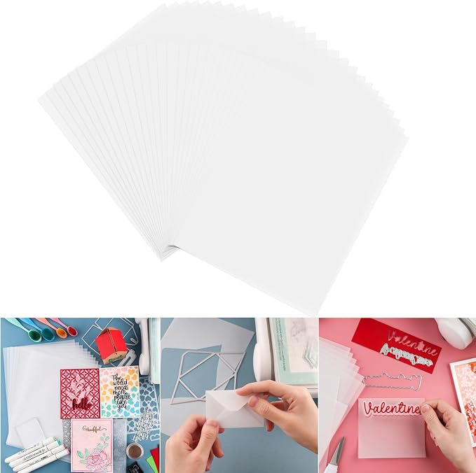 CYFUN DESIGN 60 Pack Vellum Paper Sheets, 115GSM Heat Resistant Translucent Vellum Paper for Crafts, Tracing, Drawing, Card Making, Invitations, 8.5 x 11 Inches by CYFUNDESIGN