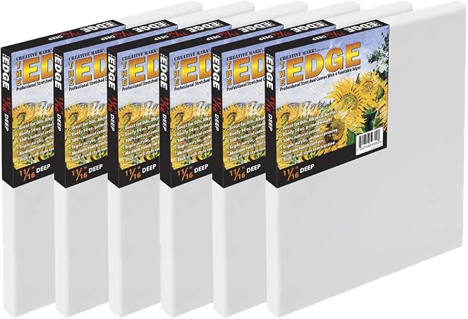 Creative Mark The Edge Deluxe Cotton Stretched Canvas for Painting, 14x18, 12-Pack, 14oz. Primed Weight, Universal Archival Priming, Medium Tooth, Frameless Artwork Canvas for Painters of All Levels by CreativeMark
