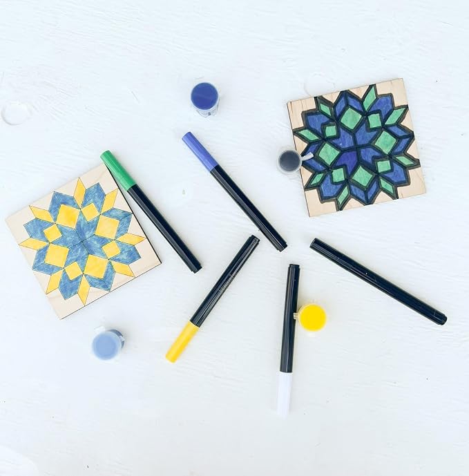 Large Flower Coaster 3" Set 4 | Unfinished Wood Craft Kit | Paintable DIY wood coaster craft for adults, kids, parties, gifts, and handmade home decor. - Image 10