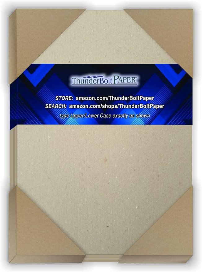 300 Sheets Chipboard 46pt (Point) 5 X 7 Inches Heavy Weight Photo|Card Size .046 Caliper Thick Cardboard Craft and Packing Brown Kraft Paper Board by ThunderBoltPaper