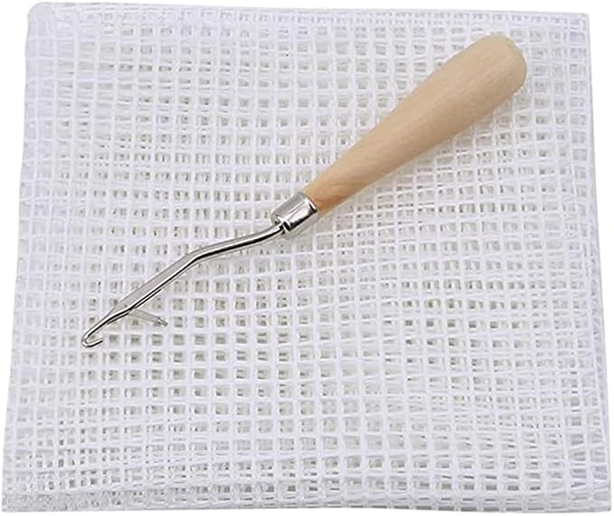 Yglnden 78x39inch(2pcs) Blank Rug Hooking Mesh Canvas Kit with Wooden Bent Latch Hook Tool for Latch Hook Pillow Tapestry Canvas DIY for Adults - Image 2