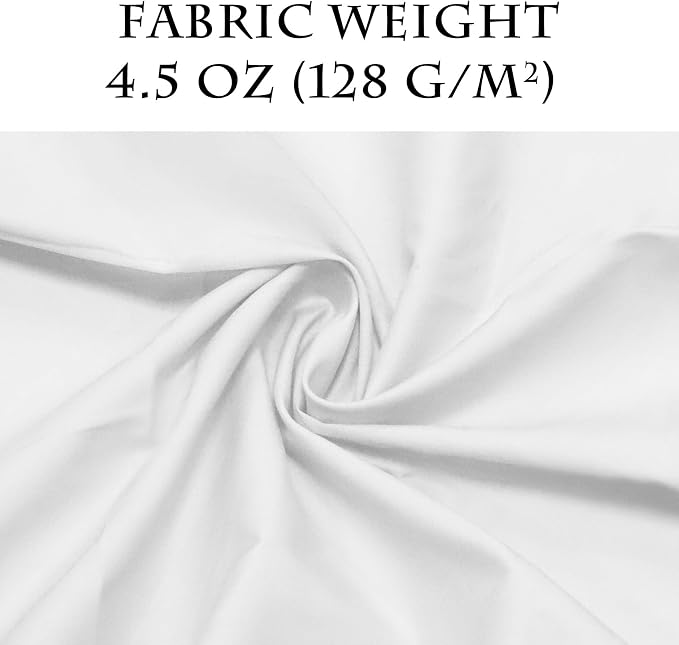 5 Yards White Cotton Fabric by The Yard in Solid Color - 59” Wide High-Density Natural Cotton Material Apparel Cloth for Quilting, Sewing, Crafts, Binding, Backing & Lining - Image 3