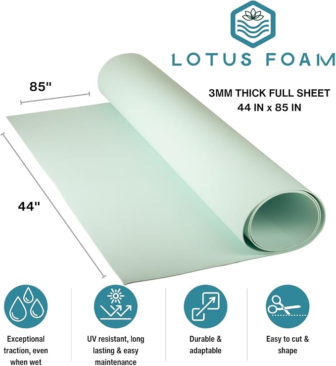 LotusFoam EVA Foam Sheet 3mm – 44"x 85" Craft Foam for Cosplay, Costumes & DIY, High Density 130 kg/m3, Heat Shapeable, Paintable, 35 Colors (Sea Green) - Sea Green - Image 2