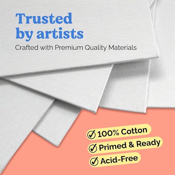 Chalkola 15 Paint Canvas Panels 5x7 inch for Acrylic Painting & Oil Art | Primed 100% Cotton Boards (15 Pack), Acid-Free Blank Canvases for Professional Artists, Hobby Painters, Kids & Beginners - Image 3
