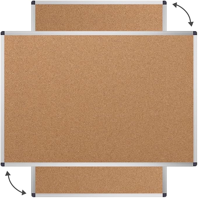 VIZ-PRO Cork Notice Board, 18 X 12 Inches, Cork Bulletin Board with Silver Aluminium Frame - Image 3