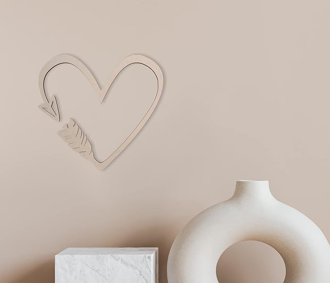Jess and Jessica Wooden Heart Arrow Wall Art 16 Inches Long – Home Decor Accent for Wall Hanging and DIY Crafts, Unfinished MDF Heart Wood Cutouts for Living Room, Bedroom or Romantic Style Decor - Image 5