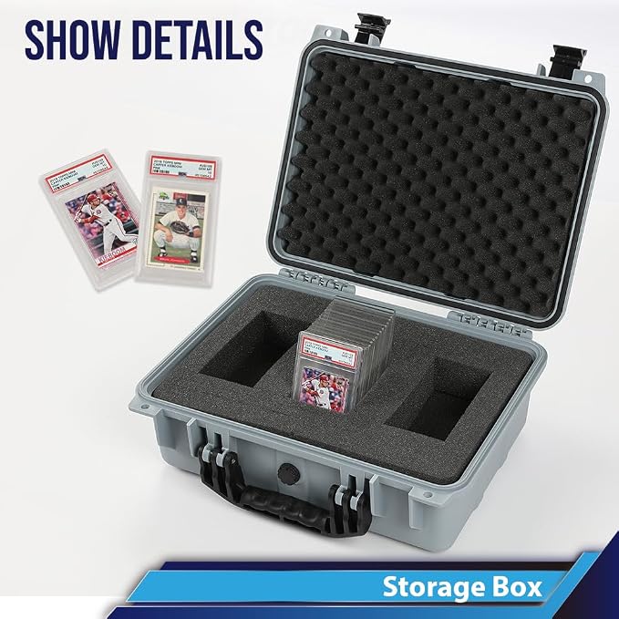 CROSSDESIGN Storage Box for Collectible Cards, Tools, Screws, Craft Supplies DIY Adjustable Organizer Box with Removable Dividers & Protective Foam, Lightweight Stackable Storage Container Gray - Image 6