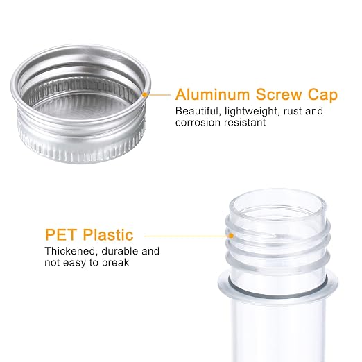 PATIKIL 80Pcs 45ml Plastic Test Tube with Screw Caps, 140x25mm Tubes Aluminum Lid, for Scientific Experiments Party Decoration Candy Bead Storage Bath Salt - Image 3