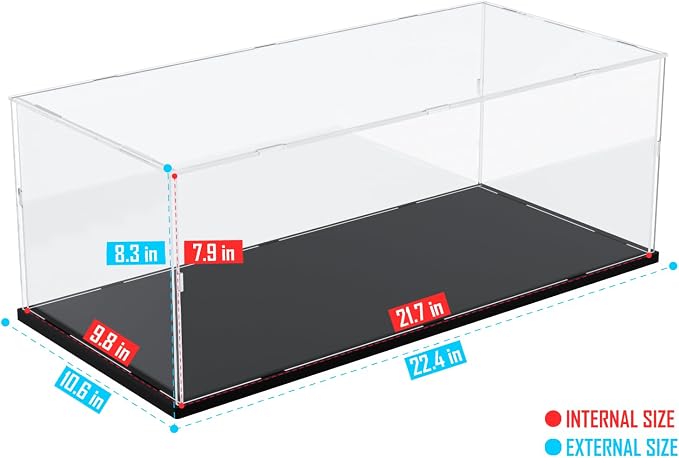 Choowin Acrylic Display Case for Lego Classic Batmobile 76328 Peugeot 42156 Ferrari 42125 for Lego Car Display Thickened Clear Acrylic Display Cases for Collectibles Assemble Dustproof Box(Black Base) - Image 2