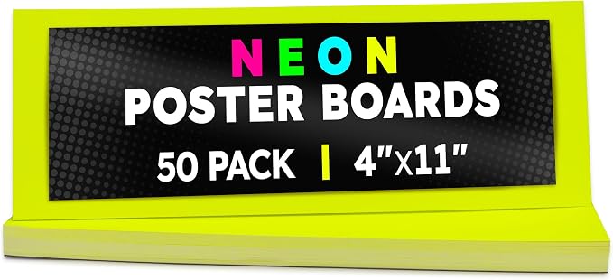 Hygloss Small Poster Board 4x11 - 50 Neon Yellow Single Color Bulk Pack - 10 Pt. Thickness Colored Poster Board Paper for Projects, Flash Cards, Signs - Posterboard Multipack 4" x 11" - Image 7