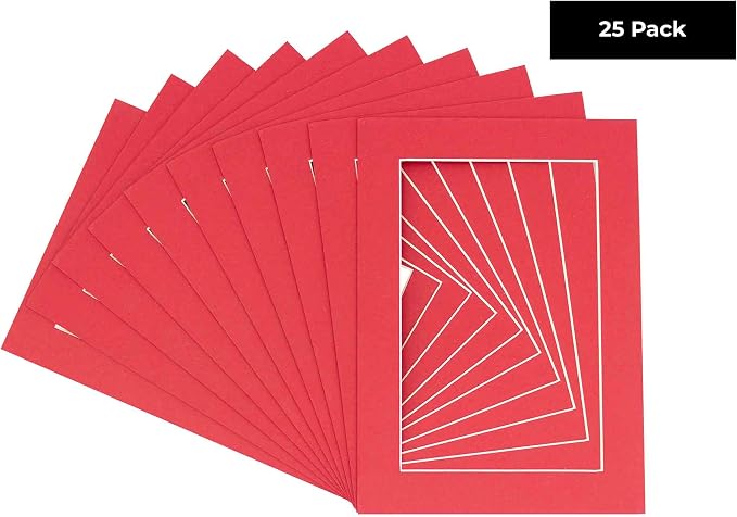 11x14 Mat for 12x16 Frame - Precut Mat Board Acid-Free Show Kit with Backing Board, and Clear Bags Deep Red 11x14 Photo Matte Made to Fit a 12x16 Picture Frame Matboard for Framing, Pack of 25 Mats - Image 2