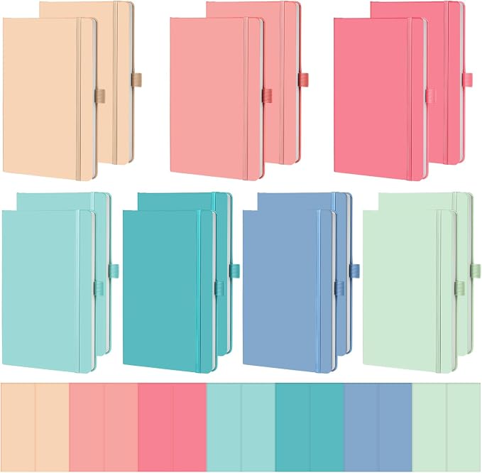 Laumoi 14 Pack Hardcover Lined Journal Notebooks Bulk,Rococo Color,A5 | PU Leather Journaling, Wide Ruled, with Pen Holder, for Office Business Work Writing by Unknown