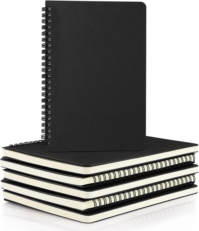 EUSOAR A5 Spiral Notebook, 6 Pack 5.5" x 8.3" 120 Pages Hardcover Lined Travel Writing College Ruled Notebooks, Memo Notepad Sketchbook, Students Office Business Subject Diary Ruled Book Journal by EUSOAR
