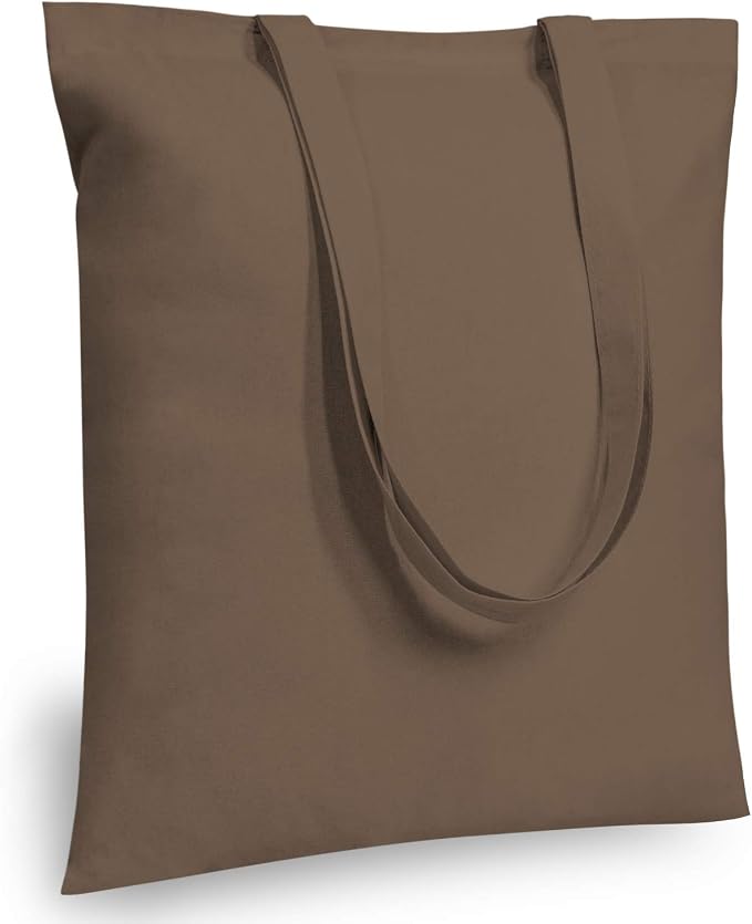 TOPDesign 12-Pack Economical 16"x15" Brown Cotton Tote Bag, Lightweight Medium Reusable Grocery Shopping Cloth Bags, Suitable for DIY, Advertising, Promotion, Gift, Activity by TOPDesign