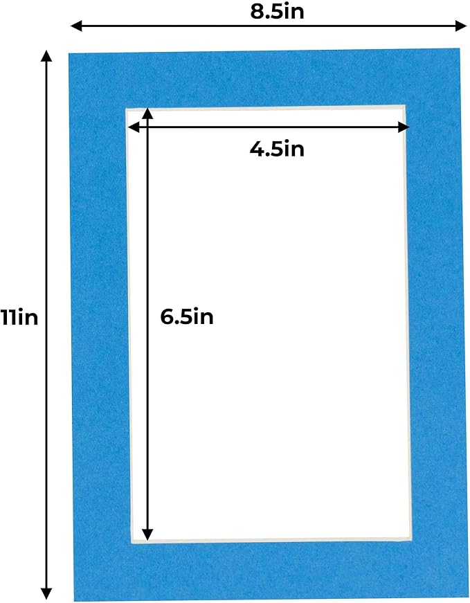 5x7 Mat for 8.5x11 Frame - Precut Mat Board Acid-Free Show Kit with Backing Board, and Clear Bags Bay Blue 5x7 Photo Matte Made to Fit a 8.5x11 Picture Frame Matboard for Framing, Pack of 1 Mat - Image 4