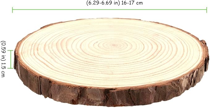 15 Pack 6-7 Inch Natural Wood Slices for Crafts, Unfinished Wood Slices with Bark 0.6 Inch Thick Wood Rounds Wooden Coasters for Crafts, Ornaments, Decorations - Image 2