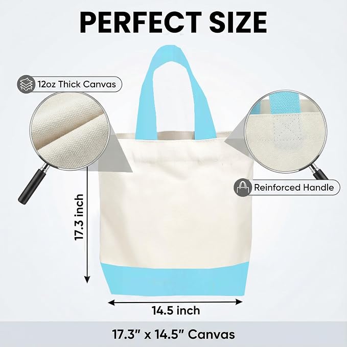 6/12/24/48 Pack Large Canvas Tote Bags Bulk with Handles 18.5 x 15 Inch-Blank Reusable DIY Birthday Party Gift for Women Men - Image 5