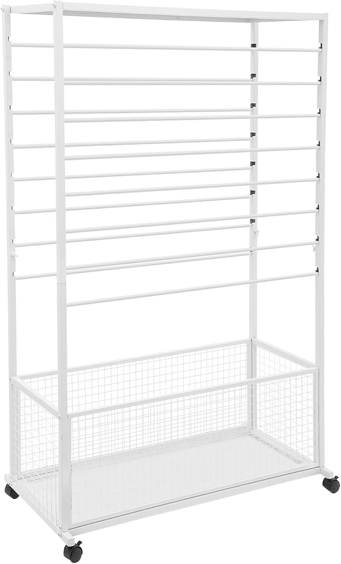Ribbon Holder Organizer Rack, 16-Layer Ribbon Holder with Wheels | Double-Sided 16-Layer Ribbon Holder with Wheels, Wrapping Paper Ribbon Display Rack Storage Shelf for Craft Room - Image 7