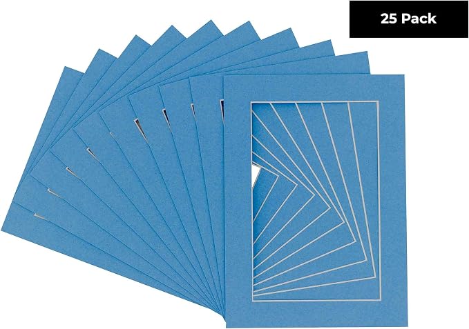 11x14 Mat for 12x16 Frame - Precut Mat Board Acid-Free Bay Blue 11x14 Photo Matte For a 12x16 Picture Frame, Premium Matboard for Family Photos, Show Kits, Art, Picture Framing, Pack of 25 Mats - Image 2