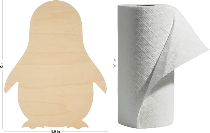 Wooden Penguin Cutout, 12-inch x 9-1/2-inch Pack of 3 Unfinished Wood Animal Cutouts for Crafts & Christmas Decor, by Woodpeckers - Image 2