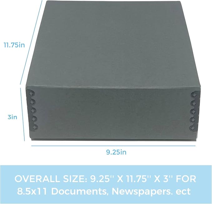 Lineco Museum Archival Storage Box, Drop Front, 9.25x11.75x3 in, Gray | Acid-Free with Metal Edge, Preserves Picture Longevity, Organize Photos, Newspapers, Prints, Documents, Crafts, DIY - Image 2