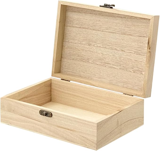 24 Pack Unfinished Wood Box with Lid Crafts 8.3 x 6 x 2.7 Inches Wooden Box for DIY Arts Project - Image 2