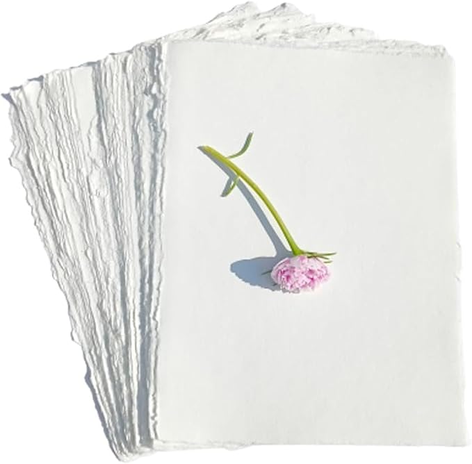 Deckle Edge Art Paper Loose Leaf Sheets for Writing Calligraphy, Printing, Scrapbook Crafts, Map, Certificate, Invitation 150 GSM Ivory White-501-A4 (8.3 x 11.7)-50 by Unknown