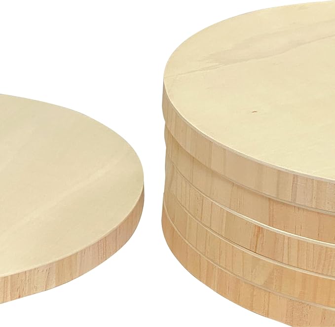 6 Pack 14 Inch Round Wood Canvas Panels Unfinished Wooden Plates Round Wood Cradle Boards for Pouring Arts Painting Crafts - Image 3