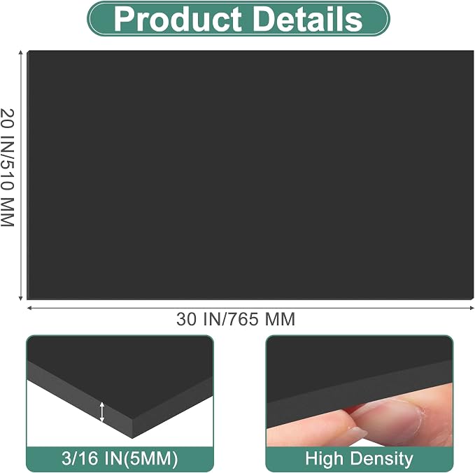 12 Pack Black Foam Board 20" x 30", 3/16" (5MM) Thick Board Poster Acid-Free Foam Core, Double Sided Foamboard Sheets for Projects, Art, Craft, Presentations and Wedding Signage - Image 2