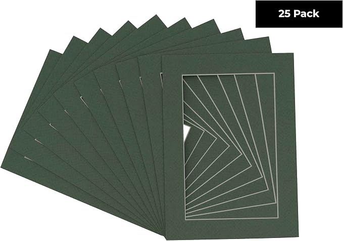 11x14 Mat for 12x16 Frame - Precut Mat Board Acid-Free Show Kit with Backing Board, and Clear Bags Hunter Green 11x14 Photo Matte For a 12x16 Picture Frame Matboard for Framing, Pack of 25 Mats - Image 2