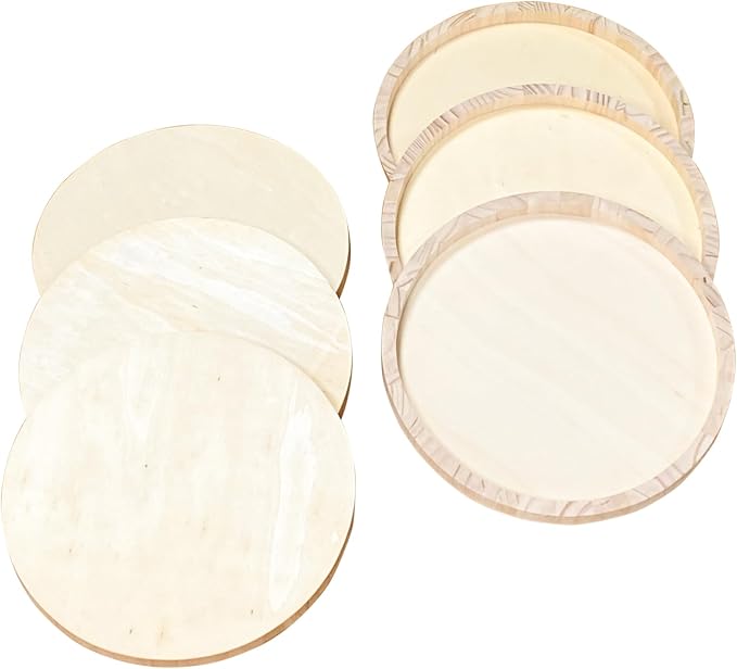 6 Pack 14 Inch Round Wood Canvas Panels Unfinished Wooden Plates Round Wood Cradle Boards for Pouring Arts Painting Crafts - Image 4