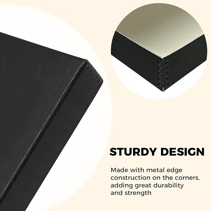 Golden State Art, Clamshell Archival Folio Storage Box 9x12 Inch, Black | Acid-Free Photo Box with Metal Edge Corner, Preserve And Store Paper Documents Cards Prints Arts and Crafts DIY Projects - Image 4