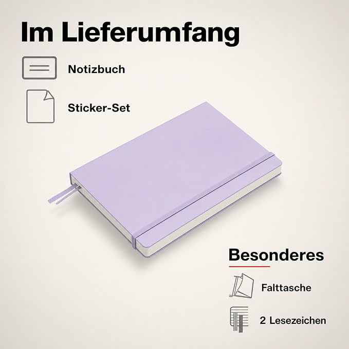 LEUCHTTURM1917 - Notebook Hardcover Medium A5-251 Numbered Pages for Writing and Journaling (Lilac, Plain) - Image 8