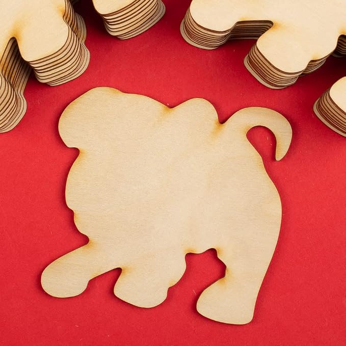 Pack of 24 Unfinished Wood Dog Cutouts by Factory Direct Craft - Wooden Pet Puppies Bulldog French Bulldog Shapes for Crafts and DIY Projects (Size: 4" W x 3-1/2" H) by FactoryDirectCraft