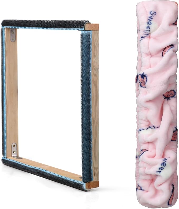 Rug Hooking Frame, Punch Needle Frame, Gripper Strip Frame,Cross Stitch Hoop, with Frame Flannel Cover (9.8*9.8 inch) by JQSH