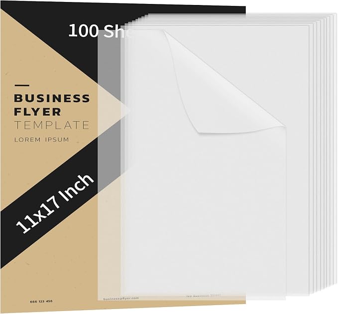 100 PCS 11x17 Inch Translucent Vellum Paper 60 GSM Drafting Vellum Tracing Paper Sheets White Translucent Invitation Paper for Drawing Sketching Wedding Architecture Building Ink (Can't Print) by SMAODSGN