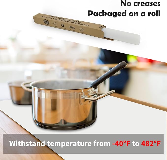 Large Silicone Mats, 78.7”x15.7” Extra Large Silicone Heat Resistant Mat, Countertop Protector, Nonstick Waterproof Mats for Kitchen Counter, Shipped Rolled Up Kitchen Counter Mat, Dark Gray - Image 3