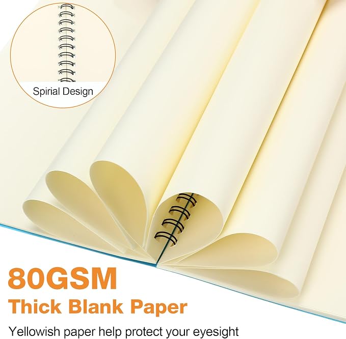Epakh 36 Pack Blank Spiral Notebook Unlined Notebook Bulk A5 Soft Cover Students Sketchpads Memo Notepad for Drawing Art Back to School Gifts 100 Pages/ 50 Sheets, 8.3 x 5.5 Inches(Multicolor) - Image 3