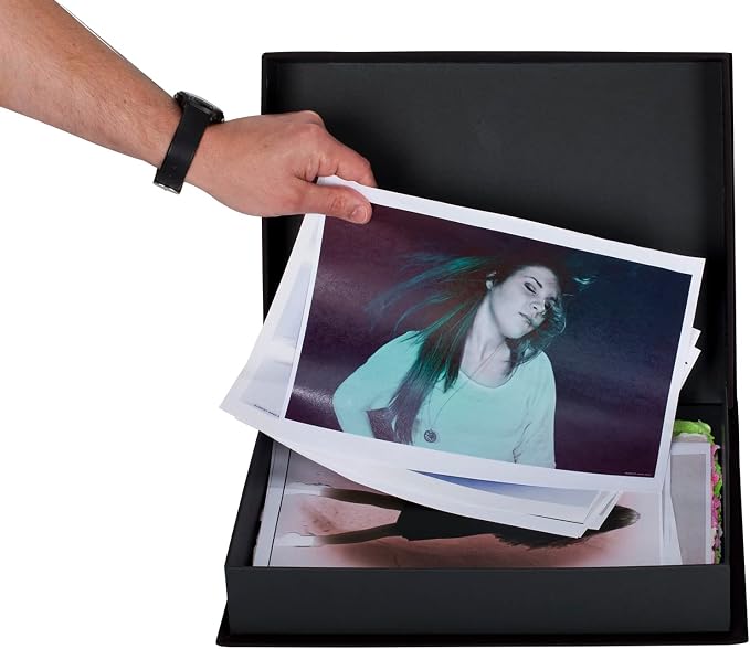 HG Art Concepts Art Photo Storage Box Eternity Archival Clamshell Box for Storing Artwork, Photos & Documents Deluxe Acid-Free Sturdy & Lined with Archival Paper - [Black - 13" x 19"] - Image 2