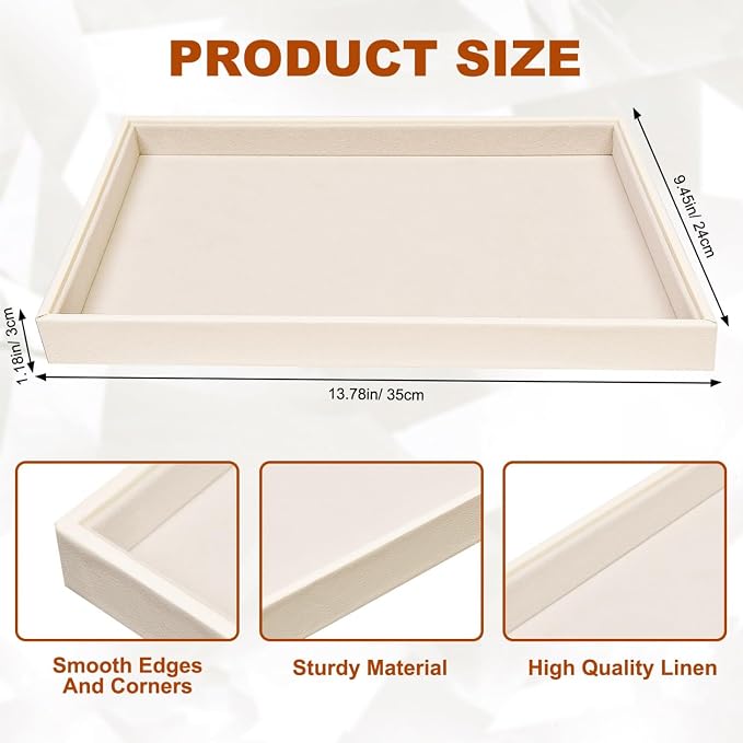 Beige Velvet Jewelry Trays for Drawers Black Jewelrys Display Tray Stackable Jewelry Organizer Trays for Necklace Bracelet Ring Watch (4 Pack) - Image 8