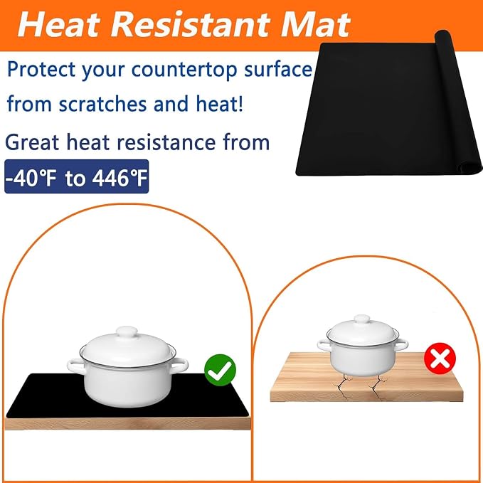 2Pack Large Silicone Mats for Kitchen Counter, 48''x32''(120cmx80cm) Heat Resistant Mat for Kitchen Island, Waterproof Multipurpose Countertop Protector, Dark Gray - Image 5