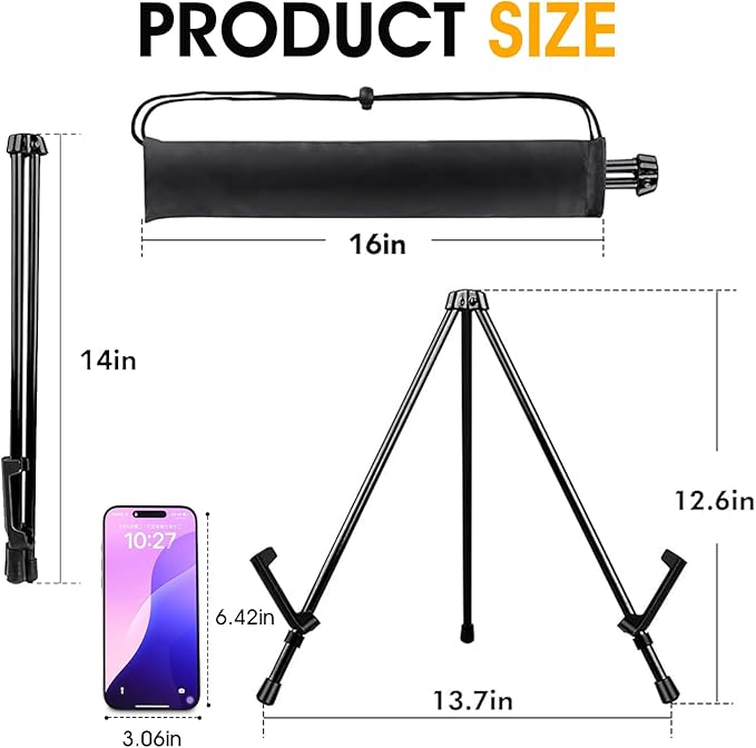 AROIC 24 Pack 14''Tabletop Easels, Black Steel Table Top Easels for Display | Adjustable Portable Table Top Easel for Paintings, Signs, Posters,Frame Pictures(with 24 Bags) - Image 2