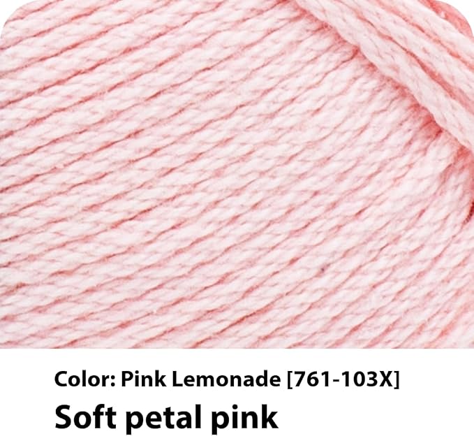 Lion Brand Yarn, 24/7 Cotton Yarn, Pink Lemonade, 1 Pack | Light Worsted 100% Mercerized Cotton Yarn for Crochet, Knitting, Craft, 185 Yards of Natural Fiber for Tees, Bags, Dishcloths - Image 2