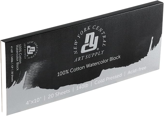 New York Central 100% Cotton Watercolor Paper Blocks 2 Pack 140lb 4x10 - Cold Press Acid-Free Premium Watercolor Paper for Artists, Painting, Water Media, Professionals, & More - Image 2