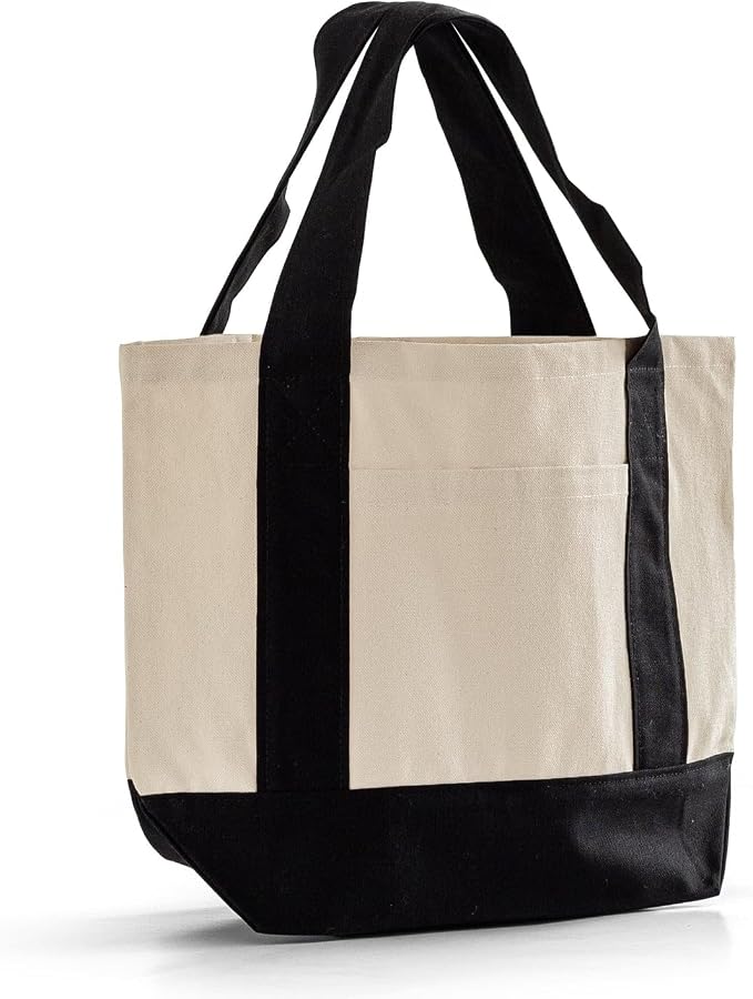 TBF 12 Pack Mini Iconic Canvas Shopping Bags with Gusset – Reusable Eco-Friendly Tote Bags with Handles - Image 2